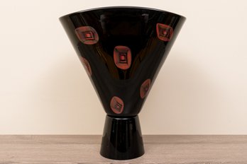 Red And Black Art Glass Vase, Italy