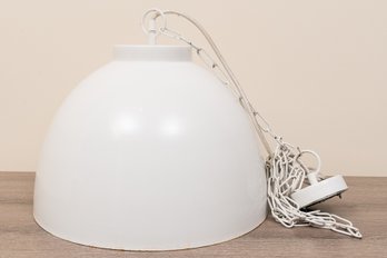 Enameled White Metal Dome Light Fixture