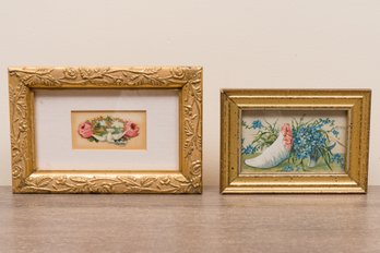 Antique Circa 1855 Diecut And Antique Circa 1850 Framed Print