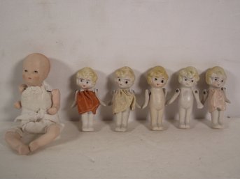 Vintage Six (6) Piece Porcelain Bisque Doll Lot
