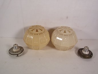 Pair Of Vintage Heldaks Screw-in Overhead Light Fixtures