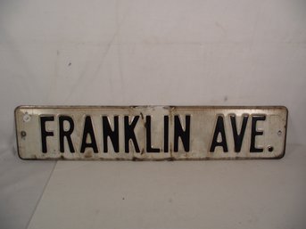 Vintage Metal Embossed Franklin Ave Street Sign - Porcelain