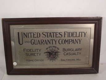 Vintage United States Fidelity And Guaranty Company Sign