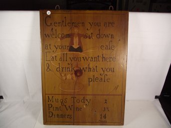 Vintage Wooden Hitchcock Wall Mounted Bar Menu