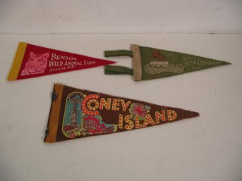 Lot Of Three (3) Vintage Small-sized Pennants