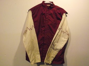 Vintage Jockey Jacket Made Of Maroon And White Silk