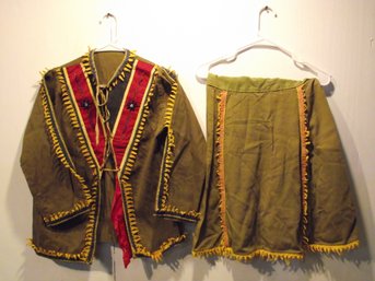 Vintage Girls Or Womens Native American Custom Shirt And Skirt