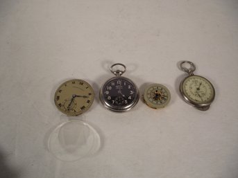 Three Piece Men's Vintage Watch Lot With Map Tool