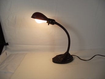 Vintage Black Cast Iron Eagle Gooseneck Art Deco Desk Lamp