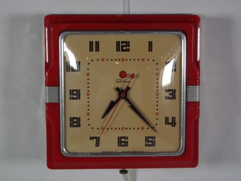 Vintage Red Telechron Electric Wall Clock
