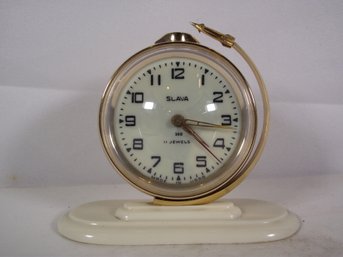 Vintage Soviet USSR Slava Globus Mechanical Alarm Clock