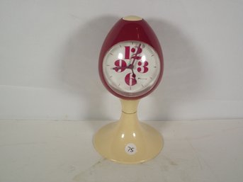 Vintage Atomic Age Blessing Tulip Base Egg Shaped Mechanical Alarm Clock