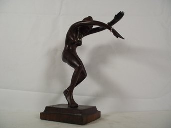 Vintage Casa Hugo Wooden Nude Dancer Sculpture By Souza Rio