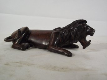 Vintage Wood Carved Lion By Mwanza