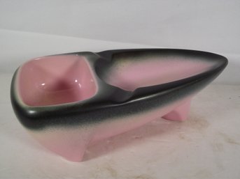 Midcentury Modern Atomic Age Black And Pink Ashtray