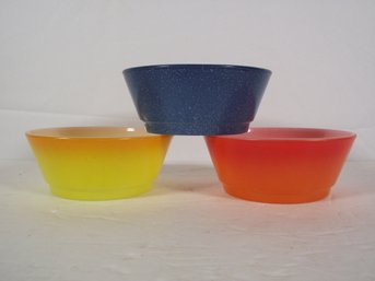 Lot Of Three (3) Fire King/anchor Hocking Cereal Bowls