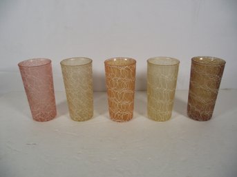 Lot Of Five (5) MCM Vintage 50's Spaghetti String Rubber Drizzle Tumblers