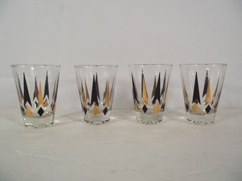 Set Of Four (4) MCM Atomic Age Cordial Glasses
