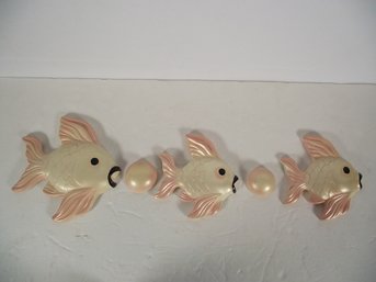 Vintage 1960's Miller Studio Chalkware Gold Fish Wall Art