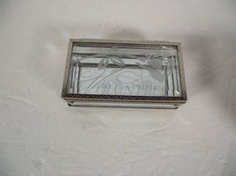 Vintage Small Frosted Mirror Jewelry Box