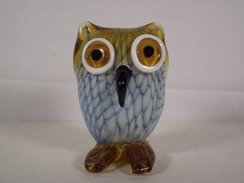 Vintage Art Glass Standing Owl