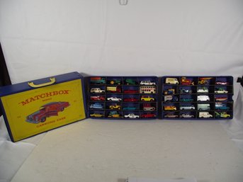Vintage Matchbox Carrying Case With 40 Matchbox Diecast Vehicles