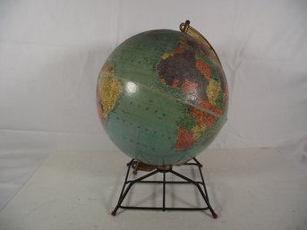 Vintage 1950's Replogle Standard World Globe On Wire Base