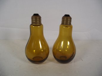 Vintage Made In Japan Amber Lightbulb Salt And Pepper Shakers