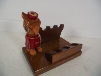 Vintage Anri Wooden Temple Owl Mascot Pipe Holder