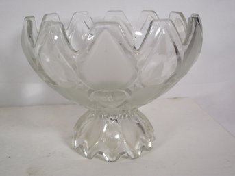 Vintage Crystal Clear Footed Centerpiece Glass Bowl