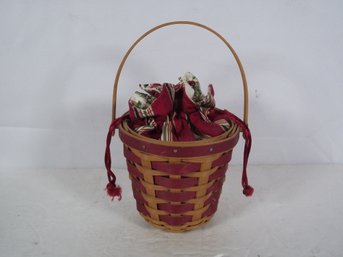 Vintage Longaberger Peppermint Tree Trimming Christmas Basket With Liners
