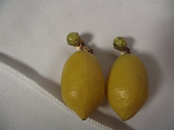 Vintage Plastic Lemon Earrings