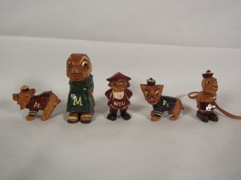 Lot Of Five (5) Anri Wooden College Mascots