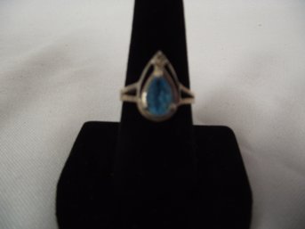 Sterling Ring With Blue Stone Size 8