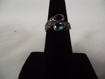 Sterling Ring With Light Blue And Purple Stones Size 7