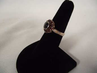 Sterling Ring With Red And Black Stones Size 6