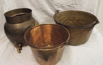 3 Brass/Metal Planters Buckets