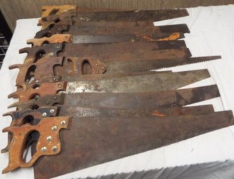 Lot Of 12  Vintage Various Hand Saws, Light Rust Wear