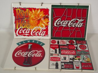 Four Decorative Coca Cola Advertising Tiles