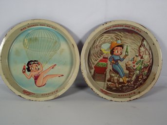 Two Vintage Mexican Betty Boop Metal Trays