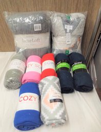 Lot Of New Fleece Throws, Wrap And Twin Blanket