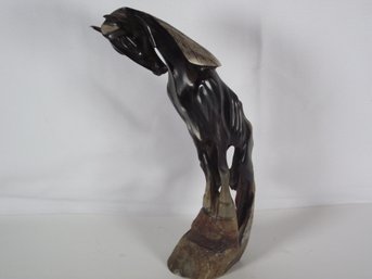 Vintage Carved Horn Stallion