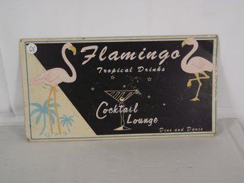 Vintage Flamingo Tropical Drinks Metal Sign