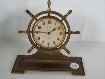 Vintage Elgin Brass Ships Wheel Clock