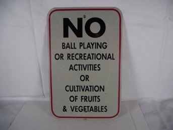 Vintage Metal Sign With A List Of No-No's