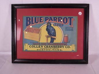 Vintage Blue Parrot Crate Label