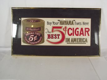 Vintage O'Malley's Havana 5 Cent Cigars Sign