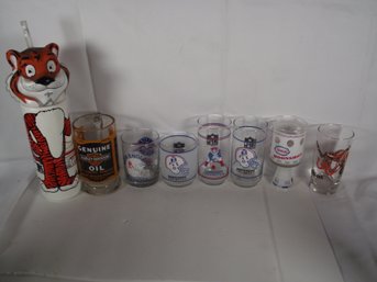 Lot Seven (7) Vintage Glasses And Water Bottle