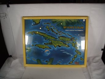 Vintage Myers's Rum Mirror Map