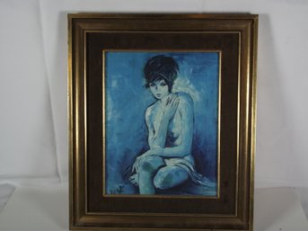 Vintage Blue Nude Signed By Verdi